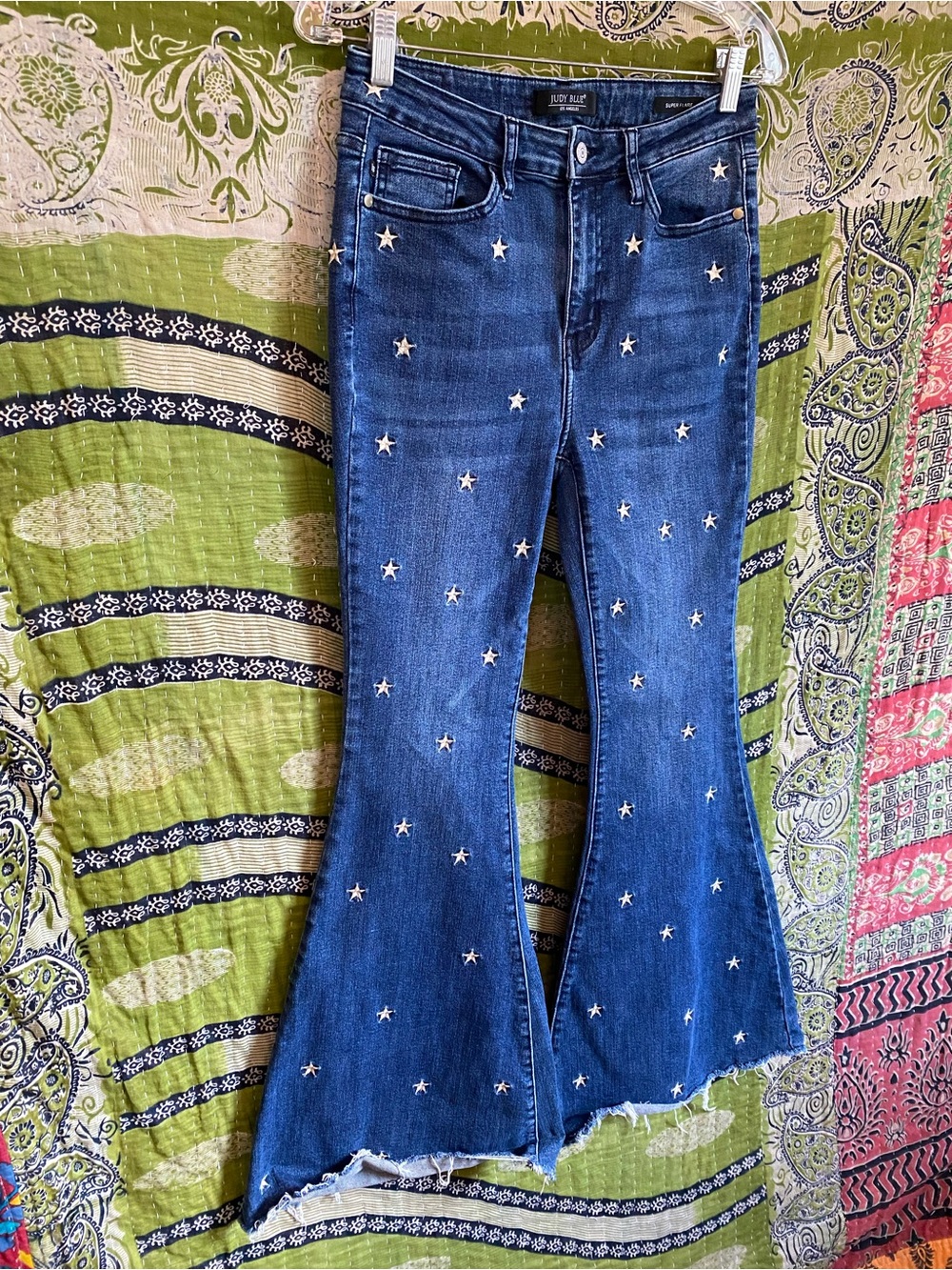 Judy Blue Embroidered Sabrina Star Super Flare Denim Jeans 28 California Casual - Picture 4 of 16